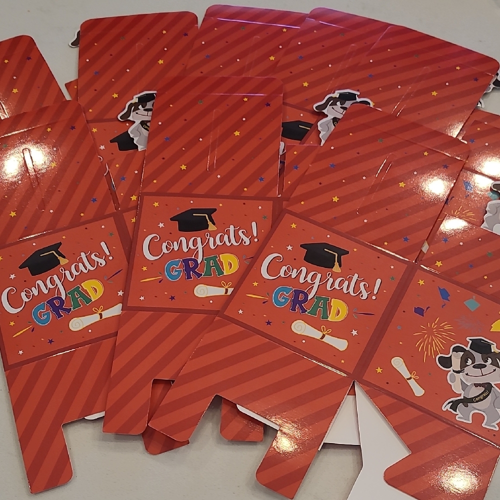 8 Graduation Party Favor Boxes - Red NEW!